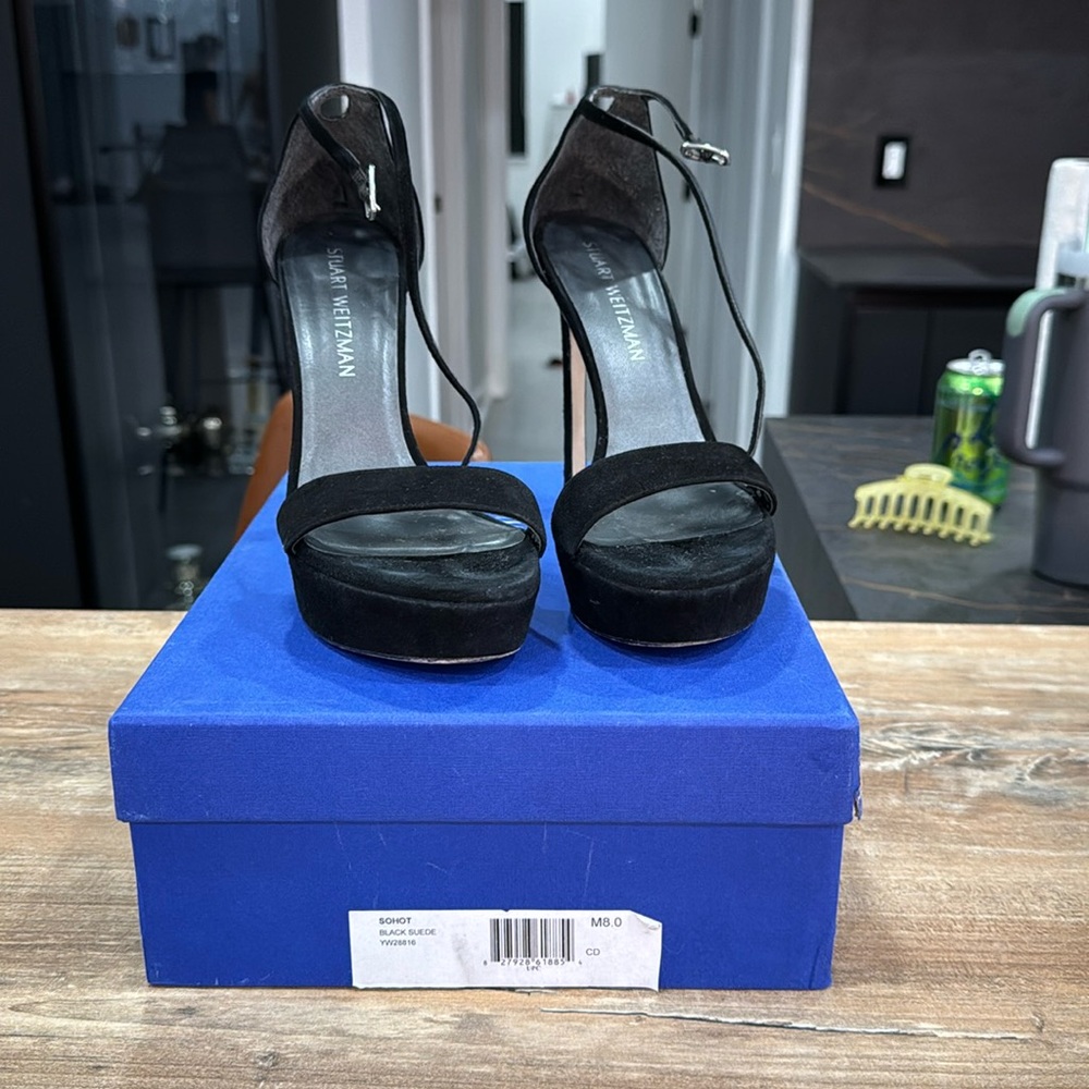 Stuart Weitzman black seude heel